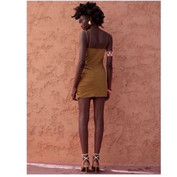 NWT Zara Cut Out Ruched Mini Dress - Picture 3 of 9